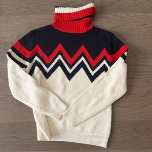 Perfect Moment Striped Turtleneck Sweater - Red, Navy & White